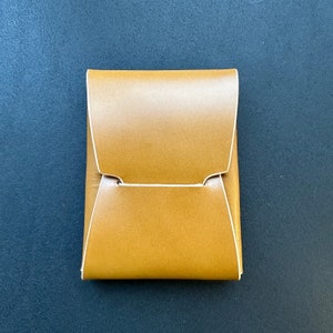 Cartera de tarjetas de cuero sin costuras, cartera minimalista de origami, estuche para tarjetas EDC