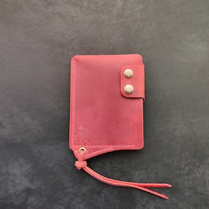 Leder-Kartenhalter mit Ring für Kette oder Lanyard, Mini-Brieftasche, minimalistische Kartenhalter Hülle