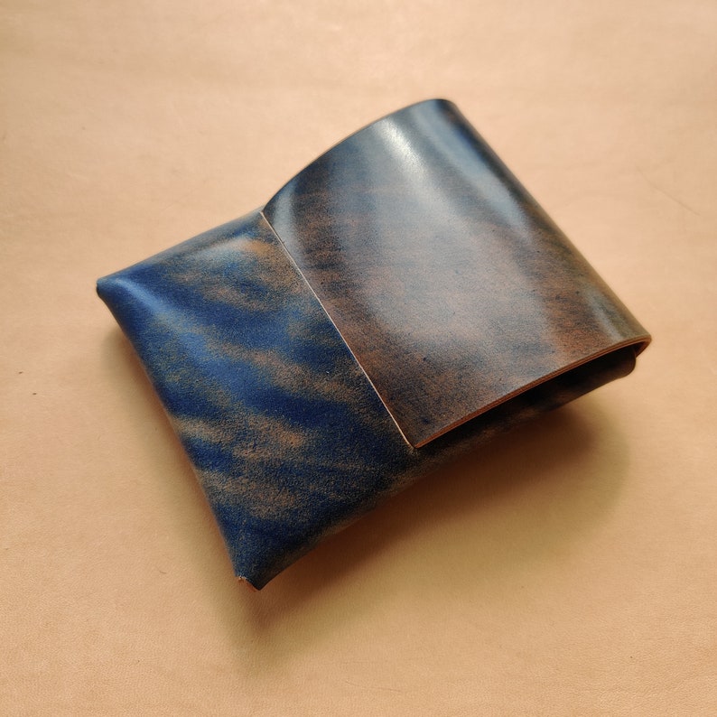 Stitchless Shell Cordovan Leather Cards Wallet, Origami Minimalist Wallet, EDC Card Holder Case image 7