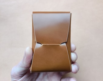 Rocado Shell Cordovan Stitchless Leather Mini Cards Wallet, Origami Minimalist Wallet, EDC Card Holder Case