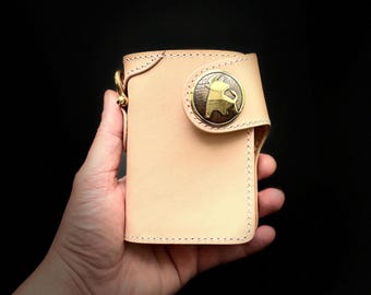 Handmade Leather Biker Wallet: Italian Vegetable Tanned Concho Wallet