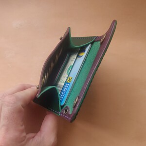 Cartera compacta de cuero hecha a mano de estilo japonés con monedero, tarjetero de cuero y portamonedas imagen 4