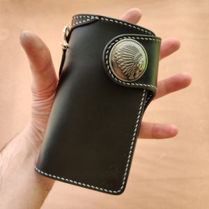 Biker Wallet With A Ring For Chain Or Lanyard, Veg Tanned Travel Western Wallet image 8