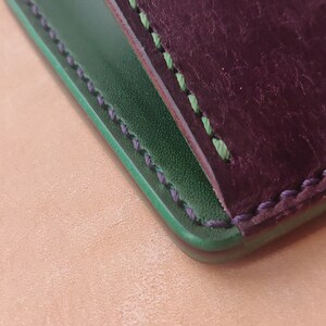Cartera compacta de cuero hecha a mano de estilo japonés con monedero, tarjetero de cuero y portamonedas imagen 10