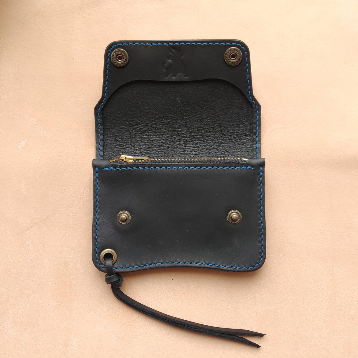 Handmade Genuine Leather Short Wallet Trucker Wallet Chain Etsy