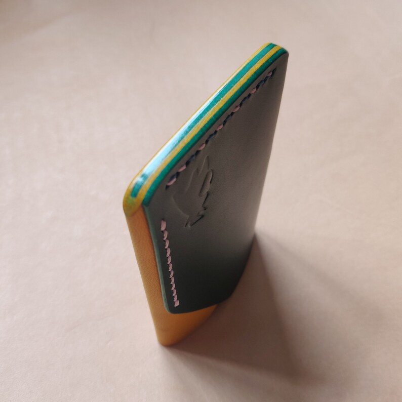 Leather Card Holder, Minimalist Credit Card Holder, Pocket Vegetable Tanned Compact Wallet image 7