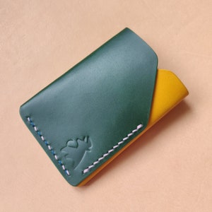 Leather Card Holder, Minimalist Credit Card Holder, Pocket Vegetable Tanned Compact Wallet image 8