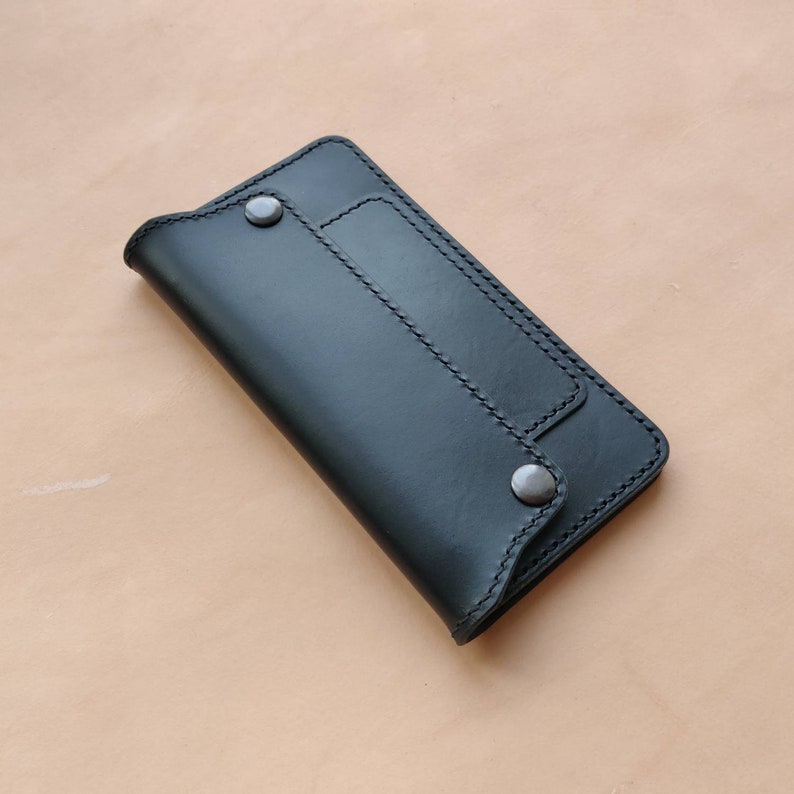 Long Trucker Leather Wallet With A Hole For Chain Or Lanyard , Handmade Wallet For Rider, Biker or Trucker zdjęcie 2