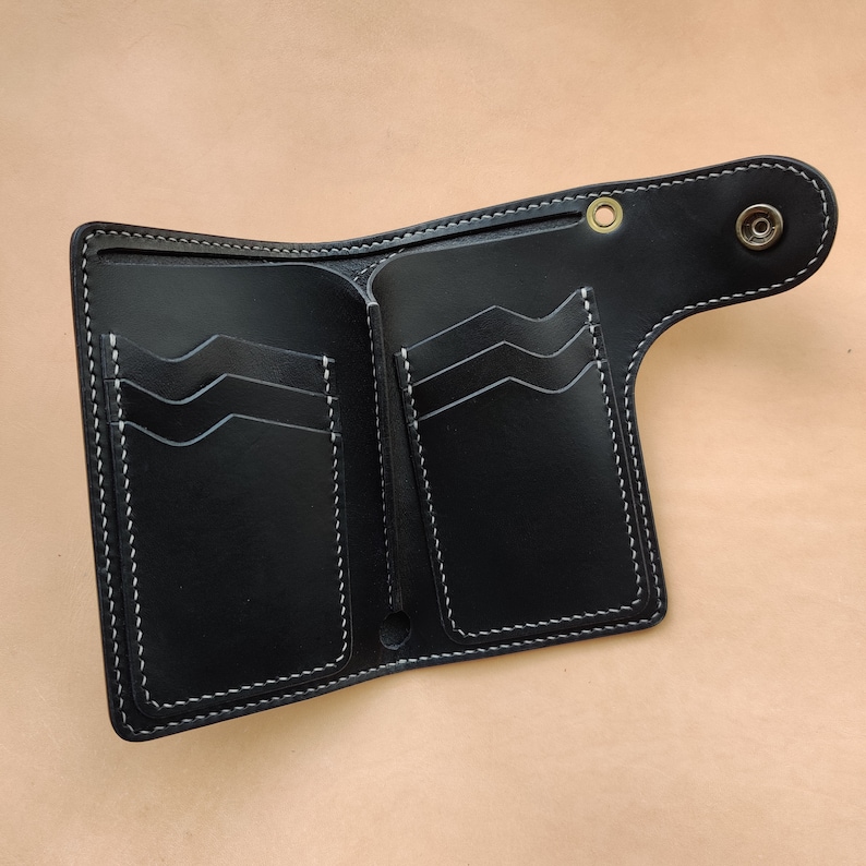 Biker Wallet With A Ring For Chain Or Lanyard, Veg Tanned Travel Western Wallet image 5