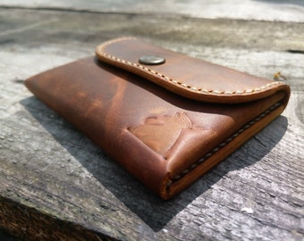 Cartera de origami de cuero, cartera de bolsillo minimalista, monedero y cartera de caja de tarjetas, titular de tarjeta de cuero
