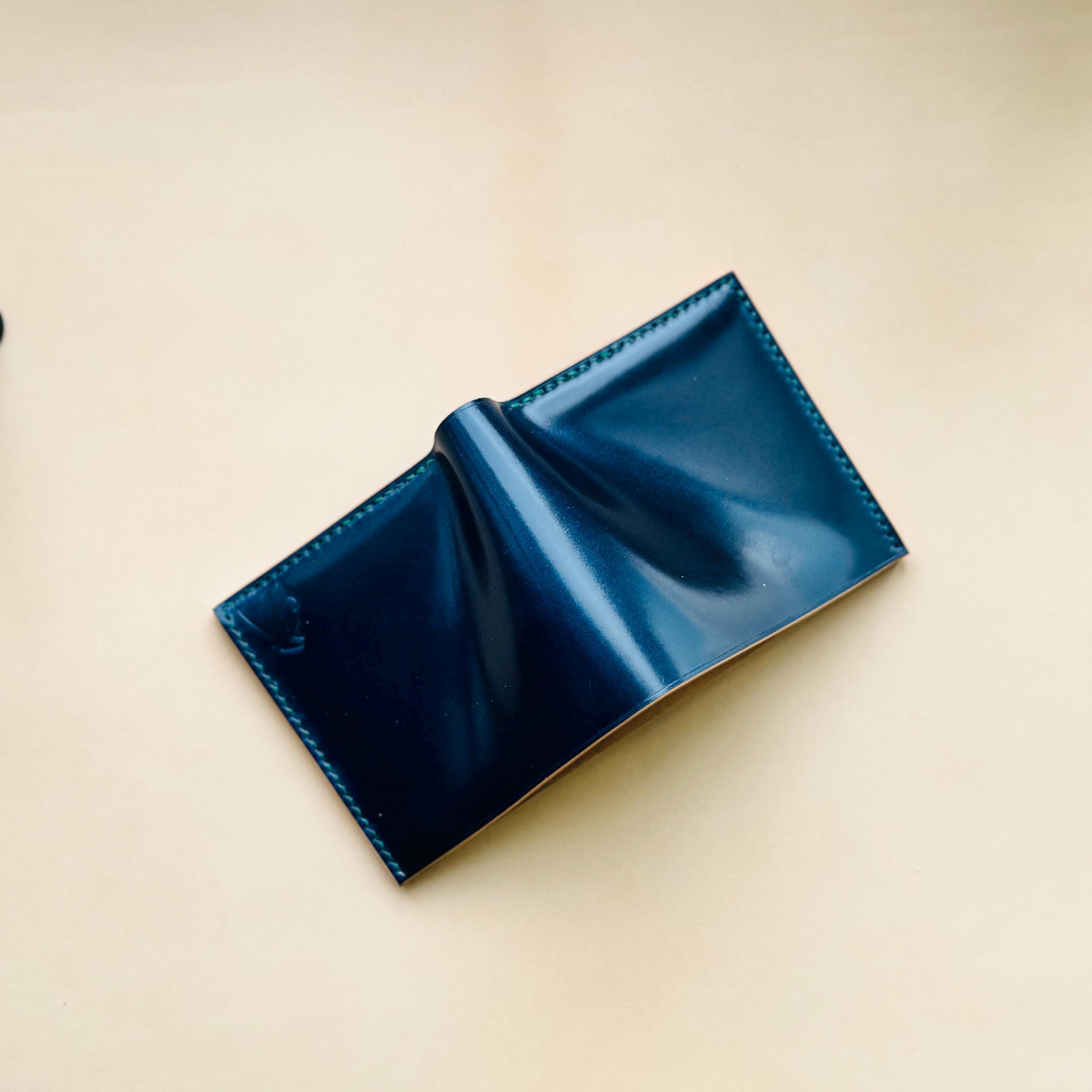 ロカド シェルコードバン 二つ折り財布：ブルー ラグジュアリー - Etsy