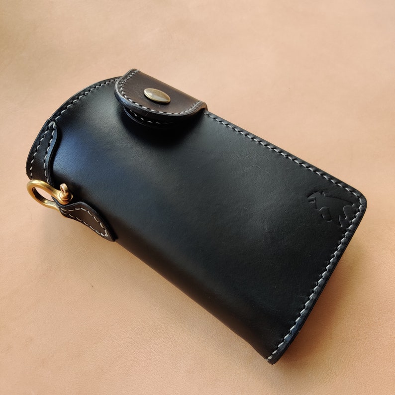 Biker Wallet With A Ring For Chain Or Lanyard, Veg Tanned Travel Western Wallet image 3