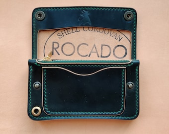 Rocado Shell Cordovan Mini Trucker Wallet, Luxury Compact Wallet