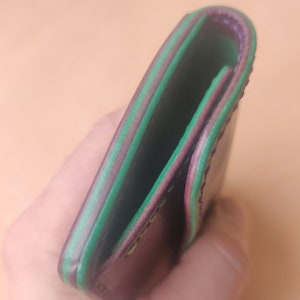 Cartera compacta de cuero hecha a mano de estilo japonés con monedero, tarjetero de cuero y portamonedas imagen 8