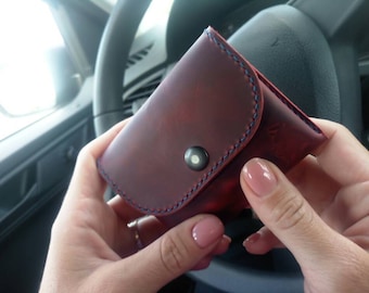 Cartera de origami de cuero, cartera de bolsillo minimalista, monedero y cartera de caja de tarjetas, titular de tarjeta de cuero