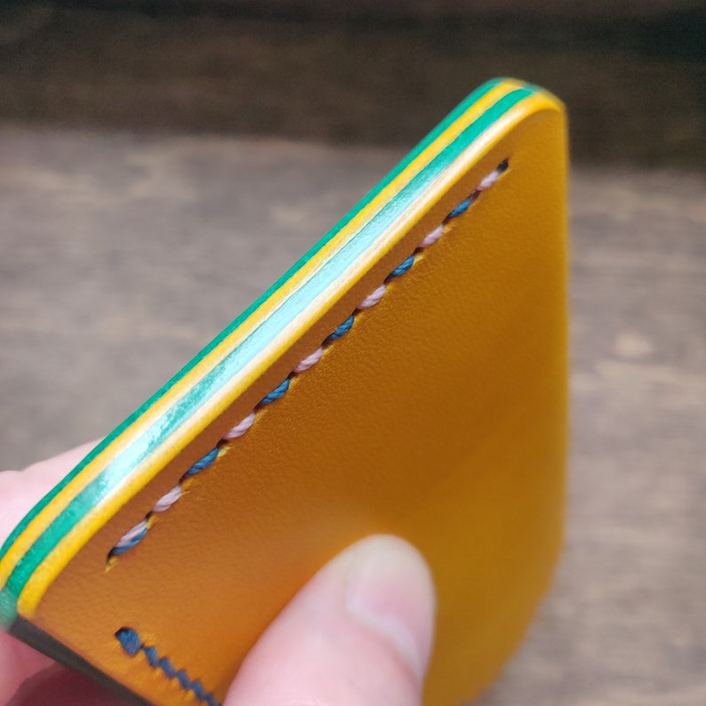 Leather Card Holder, Minimalist Credit Card Holder, Pocket Vegetable Tanned Compact Wallet image 10