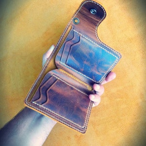 Biker Wallet With Decorative Concho Button, Trucker Wallet With Ring For Chain or Lanyard, Travel Western Wallet image 3