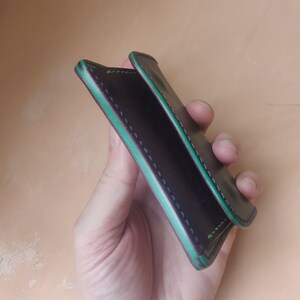 Cartera compacta de cuero hecha a mano de estilo japonés con monedero, tarjetero de cuero y portamonedas imagen 6