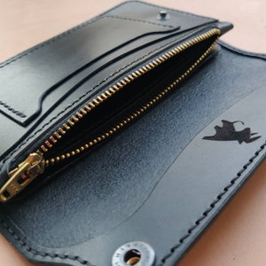 Long Trucker Leather Wallet With A Hole For Chain Or Lanyard , Handmade Wallet For Rider, Biker or Trucker zdjęcie 4