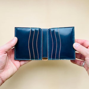 Billetera Rocado Shell Cordovan, Billetera de Cuero Plegable, Billetera de Lujo
