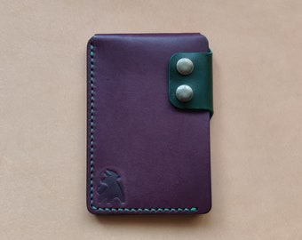 Leather Card Holder, Vegetable Tanned Pocket Mini Wallet, Minimalist Card Holder Case