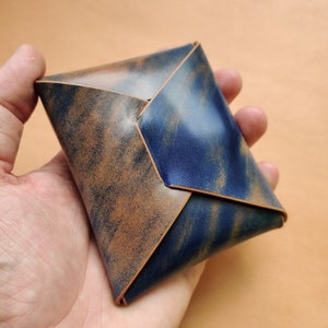 Stitchless Shell Cordovan Leather Cards Wallet, Origami Minimalist Wallet, EDC Card Holder Case image 8