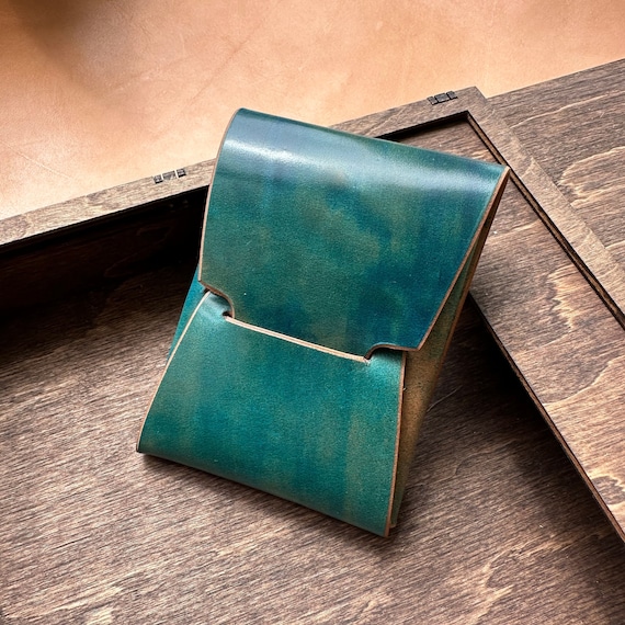 Stitchless Shell Cordovan Leather Cards Wallet, Origami Minimalist Wallet, EDC Card Holder Case
