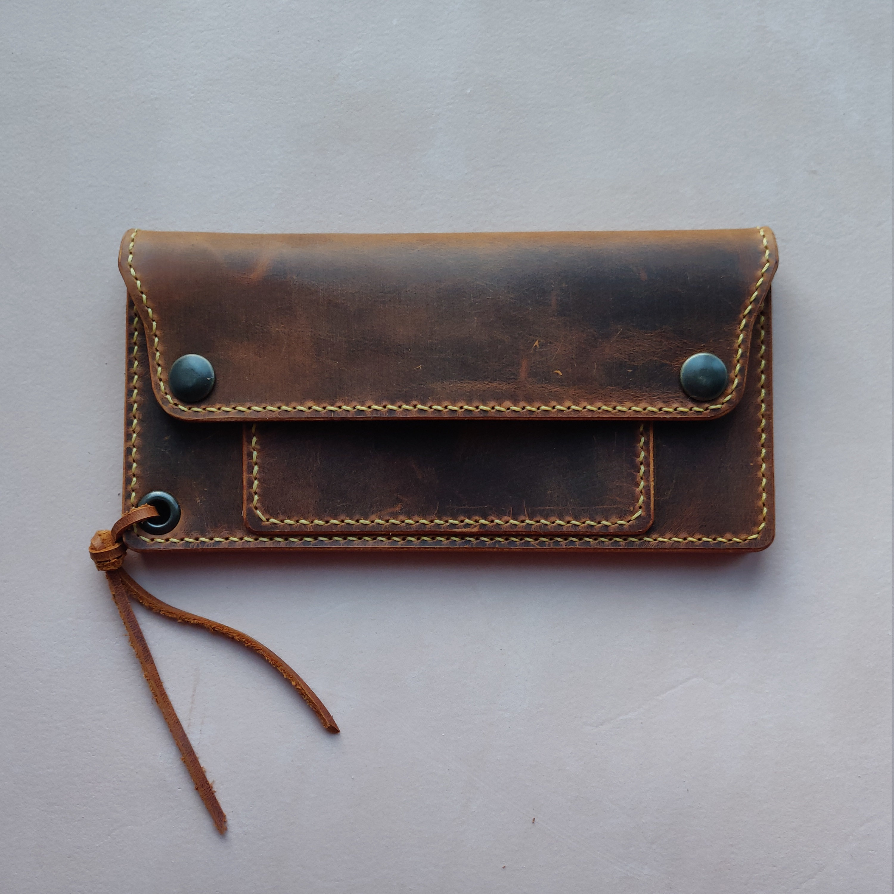 Handmade Genuine Leather Wallet Men Long Wallet Money Purse Card Holder 196-1