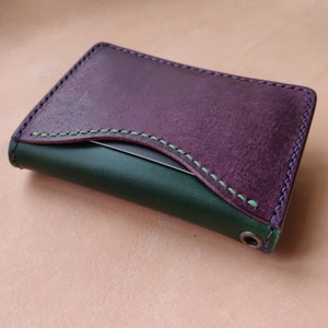 Cartera compacta de cuero hecha a mano de estilo japonés con monedero, tarjetero de cuero y portamonedas imagen 2