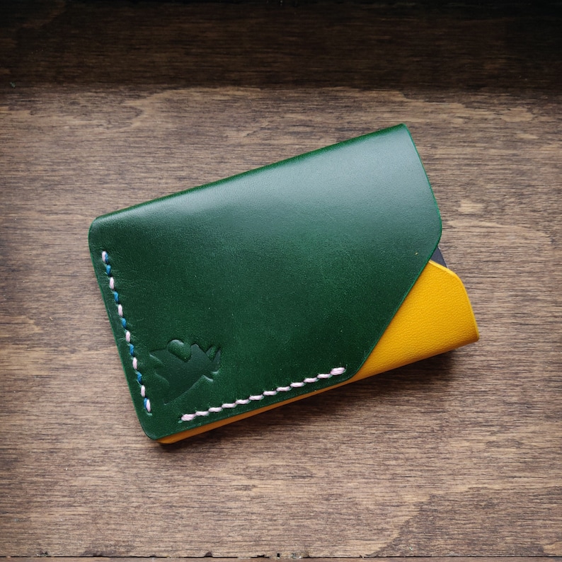 Leather Card Holder, Minimalist Credit Card Holder, Pocket Vegetable Tanned Compact Wallet image 1