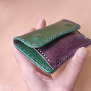Cartera compacta de cuero hecha a mano de estilo japonés con monedero, tarjetero de cuero y portamonedas imagen 5