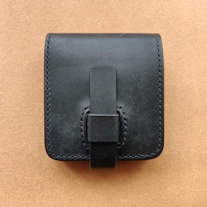 Cartera plegable de cuero, cartera curtida vegetal estilo japonés con monedero