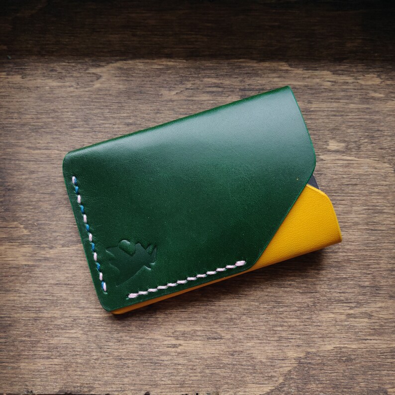 Leather Card Holder, Minimalist Credit Card Holder, Pocket Vegetable Tanned Compact Wallet image 2
