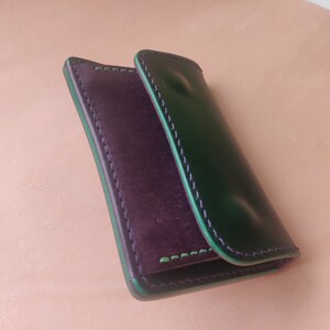Cartera compacta de cuero hecha a mano de estilo japonés con monedero, tarjetero de cuero y portamonedas imagen 7