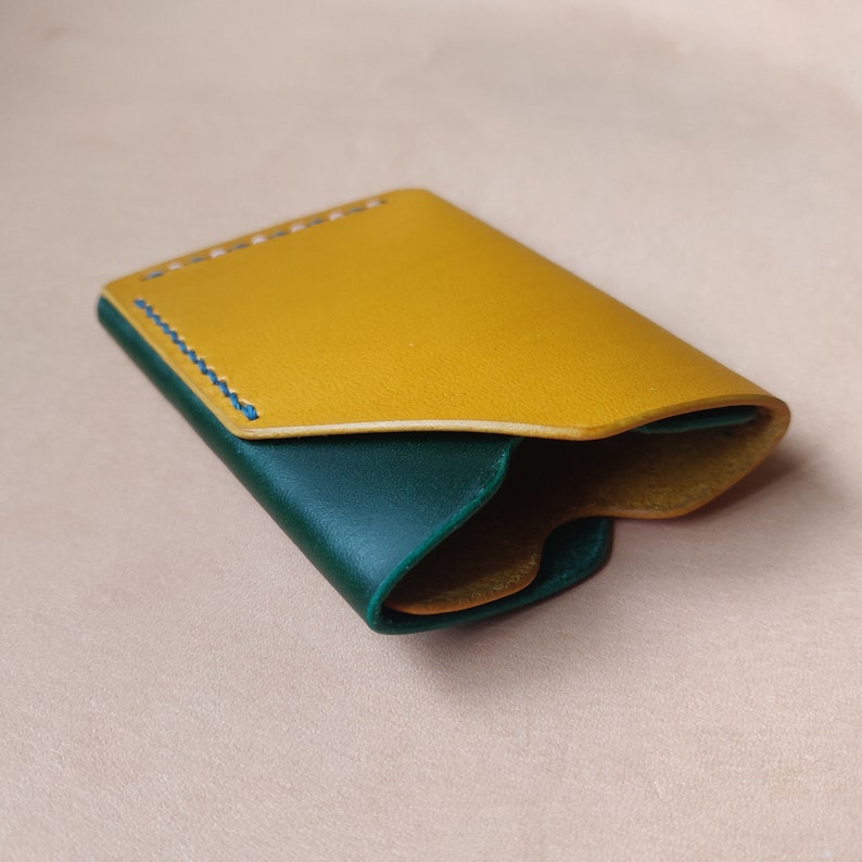 Leather Card Holder, Minimalist Credit Card Holder, Pocket Vegetable Tanned Compact Wallet image 6