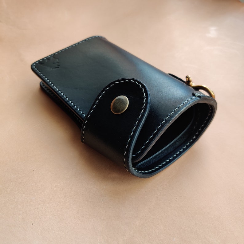 Biker Wallet With A Ring For Chain Or Lanyard, Veg Tanned Travel Western Wallet image 4