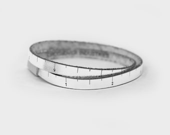 THIN LINE Wrist Ruler | Silver | Tape Measure Bracelet | Leather Wrap Bracelet | Sewing | Knitting | Crochet | Notion | Gift