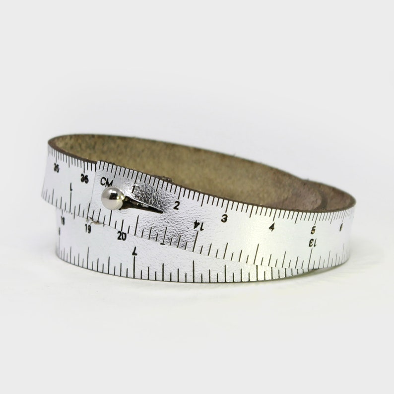 WRIST RULER Silver Tape Measure Bracelet Leather Cuff Etsy