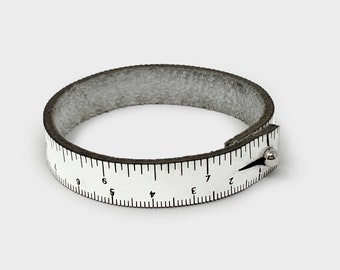 White Leather Wrist Ruler Bracelet: Sewing, Knitting, Crochet Notion