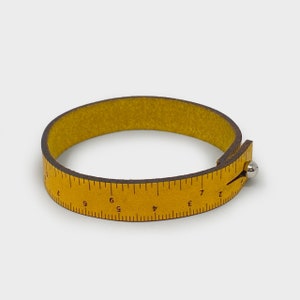 WRIST RULER Yellow | Tape Measure Bracelet | Leather Cuff | Ruler Bracelet | Sewing | Knitting | Crochet | Notion | Gift