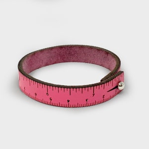 WRIST RULER | Single Wrap Tape Measure Bracelet Pink | Leather Cuff | Leather Bracelet | Sewing | Knitting | Crochet | Notion | Gift