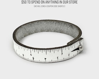 50 Dollar Gift Certificate | Wrist Ruler | Tape Measure Bracelet | Leather Wrap Bracelet | Sewing | Knitting | Crochet | Notion | Gift