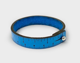 WRIST RULER | Blue Single Wrap Tape Measure Bracelet | Leather Cuff | Leather Bracelet | Sewing | Knitting | Crochet | Notion | Gift