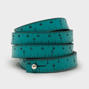 30&quot; WRIST RULER - Teal | Tape Measure Bracelet | Leather Cuff | Leather Wrap Bracelet | Sewing | Knitting | Crochet | Notion | Gift