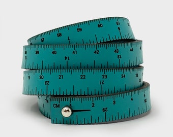 30" WRIST RULER - Teal | Tape Measure Bracelet | Leather Cuff | Leather Wrap Bracelet | Sewing | Knitting | Crochet | Notion | Gift