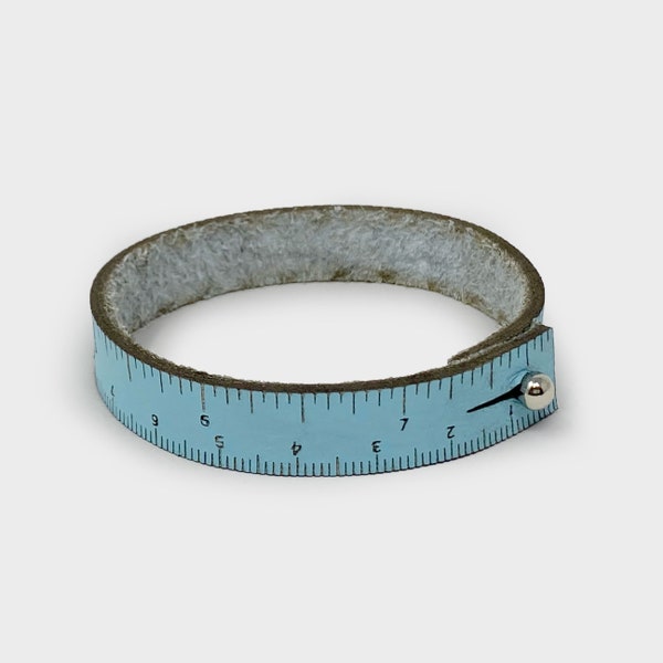 WRIST RULER | Single Wrap Tape Measure Bracelet Baby Blue | Leather Cuff | Leather Bracelet | Sewing | Knitting | Crochet | Notion | Gift