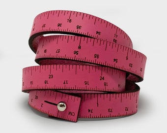 30" WRIST RULER™ Hot Pink | Tape Measure Bracelet | Leather Cuff | Ruler Bracelet | Sewing | Knitting | Crochet | Notion | Gift