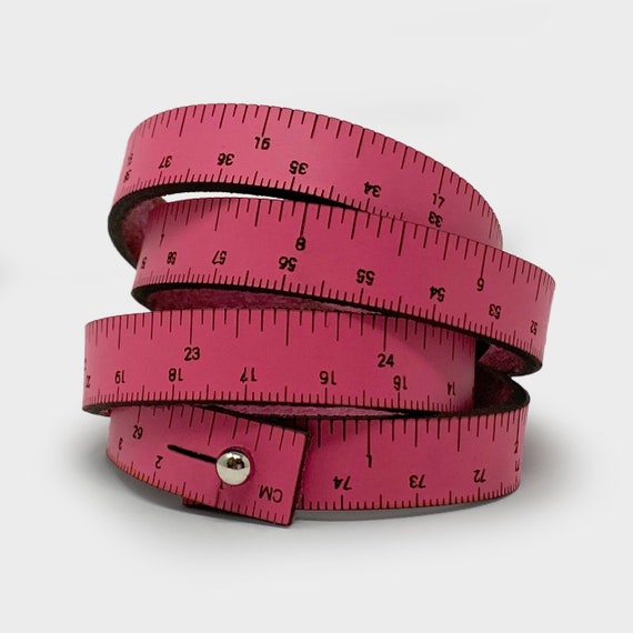 30 WRIST RULER Hot Pink Tape Measure Bracelet Leather Cuff Ruler Bracelet  Sewing Knitting Crochet Notion Gift 