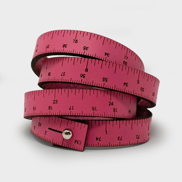 30" WRIST RULER™ Hot Pink | Tape Measure Bracelet | Leather Cuff | Ruler Bracelet | Sewing | Knitting | Crochet | Notion | Gift