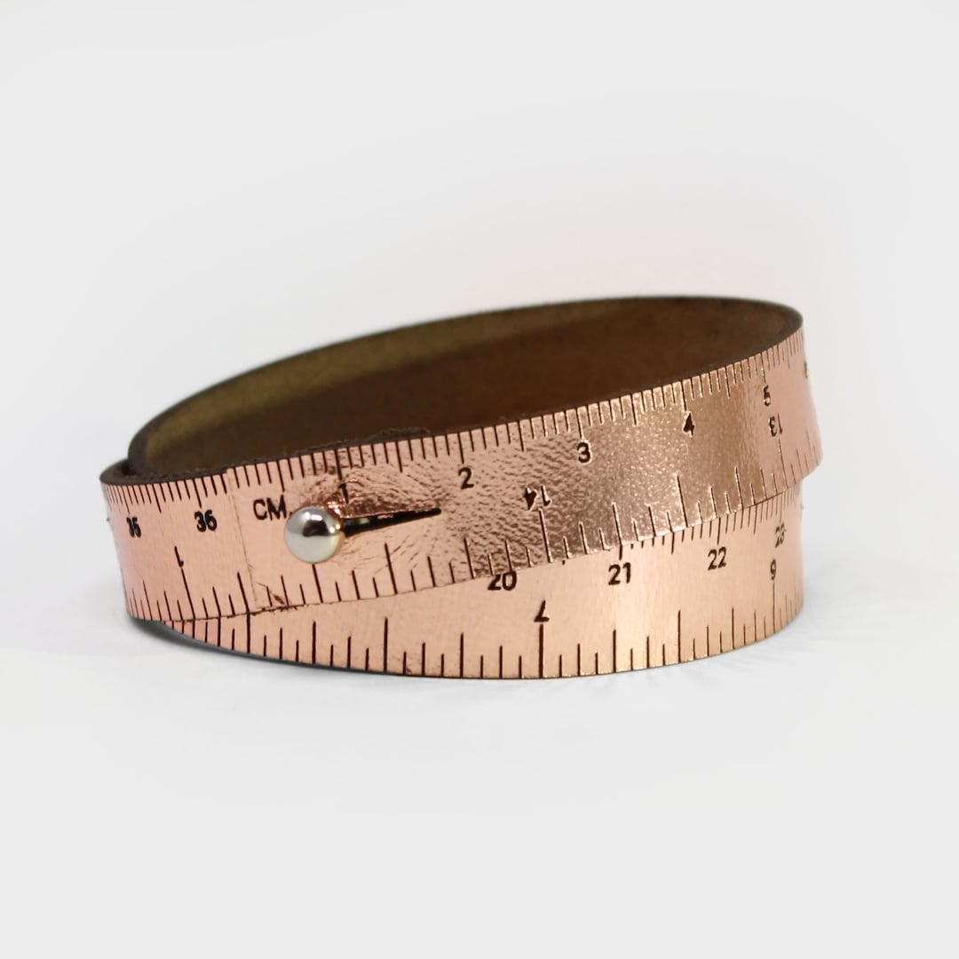 WRIST RULER Rose Gold | Tape Measure Bracelet | Leather Cuff | Leather ...